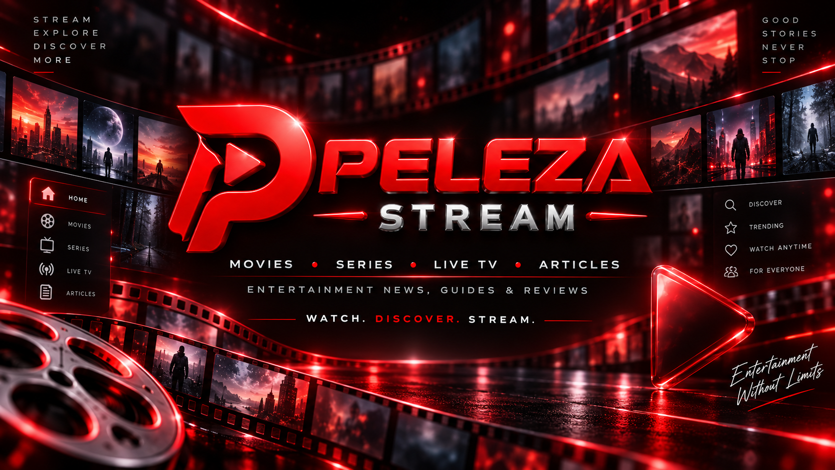 Peleza Stream cinematic entertainment banner for live TV and streaming technology guides